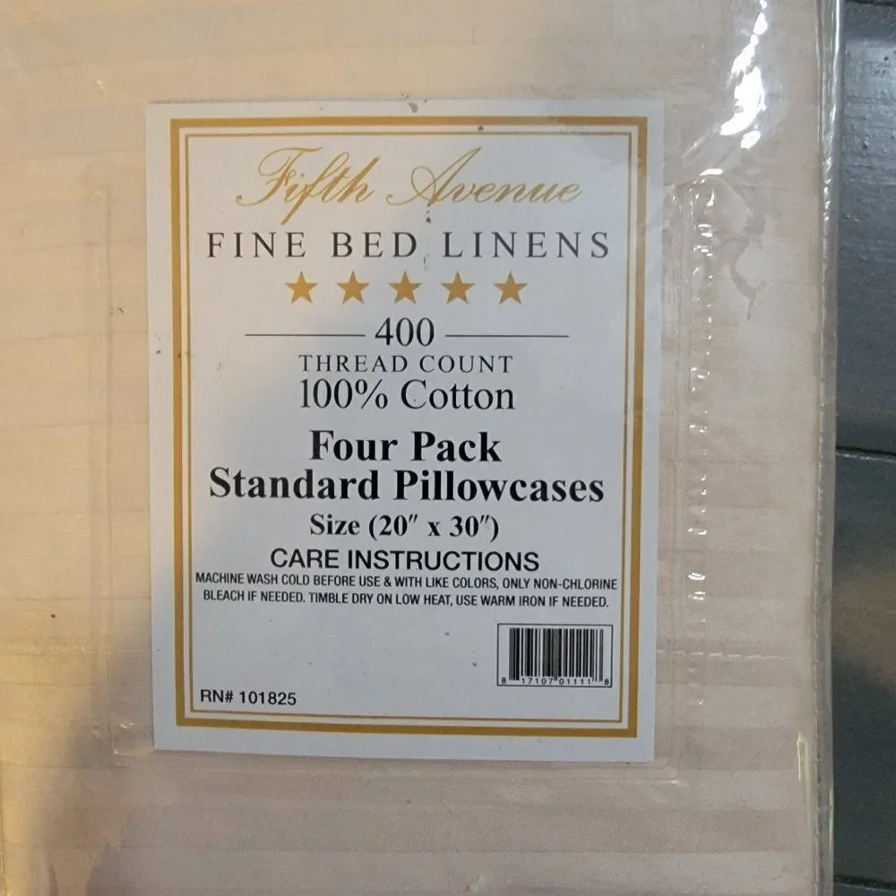 COPY - COPY - Fifth Avenue Fine Bed Linens 400 Thread Count 100% Cotton Four Pa…